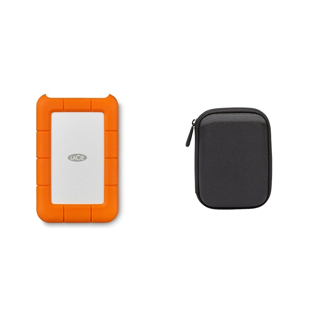 LaCie Rugged Mini 4TB Portable External Hard Drive - Shockproof, Dustproof & Water-Resistant USB 3.0 HDD for Mac & PC | Perfect for Travel, Outdoor Adventures & Data Backup | Includes Amazon Basics Protective Case