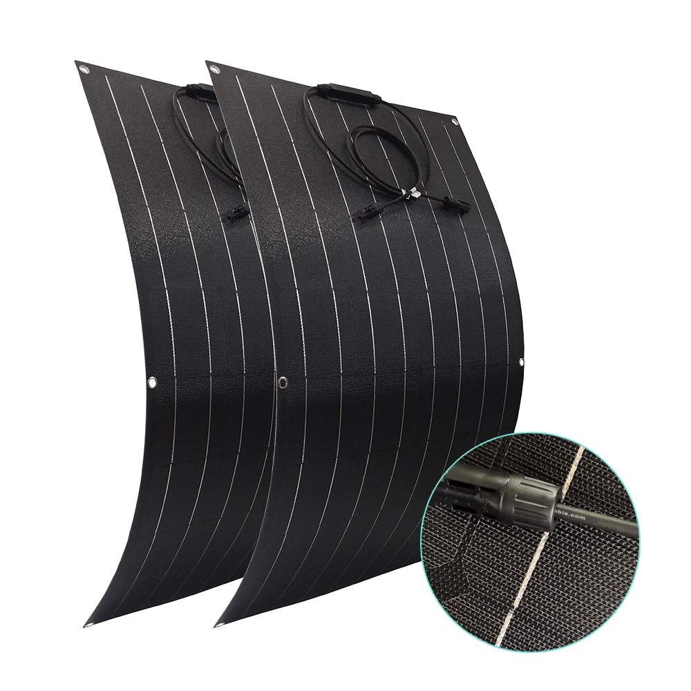 2X 100W Flexible Monocrystalline Solar Panels | 200W Portable Solar Kit with Durable Surface | Perfect for RV, Boat, Motorhome, Travel Trailer & Off-Grid Power Supply