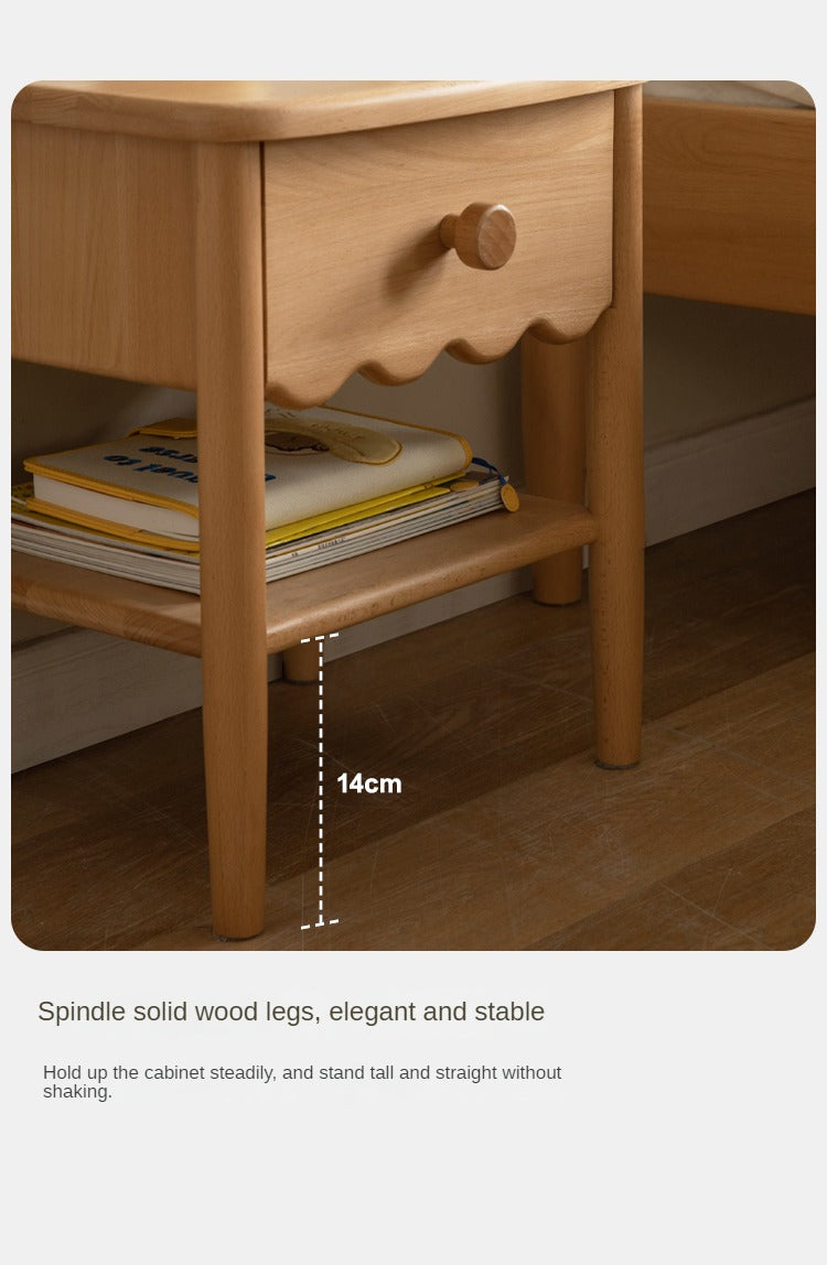 Solid Wood Nightstand - Beech or Oak Bedside Table for Bedroom, Modern & Rustic Home Decor, Durable & Stylish Furniture for Small Spaces