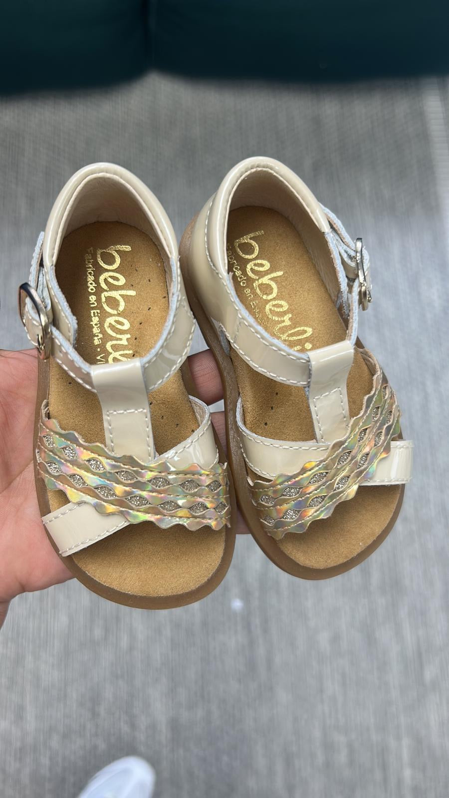 Beberlis Iridescent Baby Sandals - Shiny Comfortable Infant Shoes for Girls & Boys - Perfect for Beach, Pool, and Summer Outfits