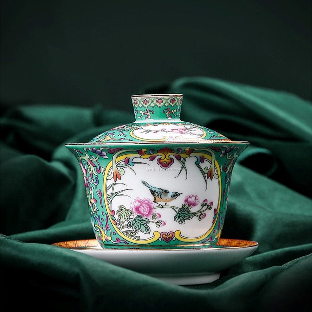 Premium Enamel Porcelain Tea Set - 4 Seasons Floral Design, 12-Piece Gift Box Set for Afternoon Tea, Home Decor & Special Occasions
