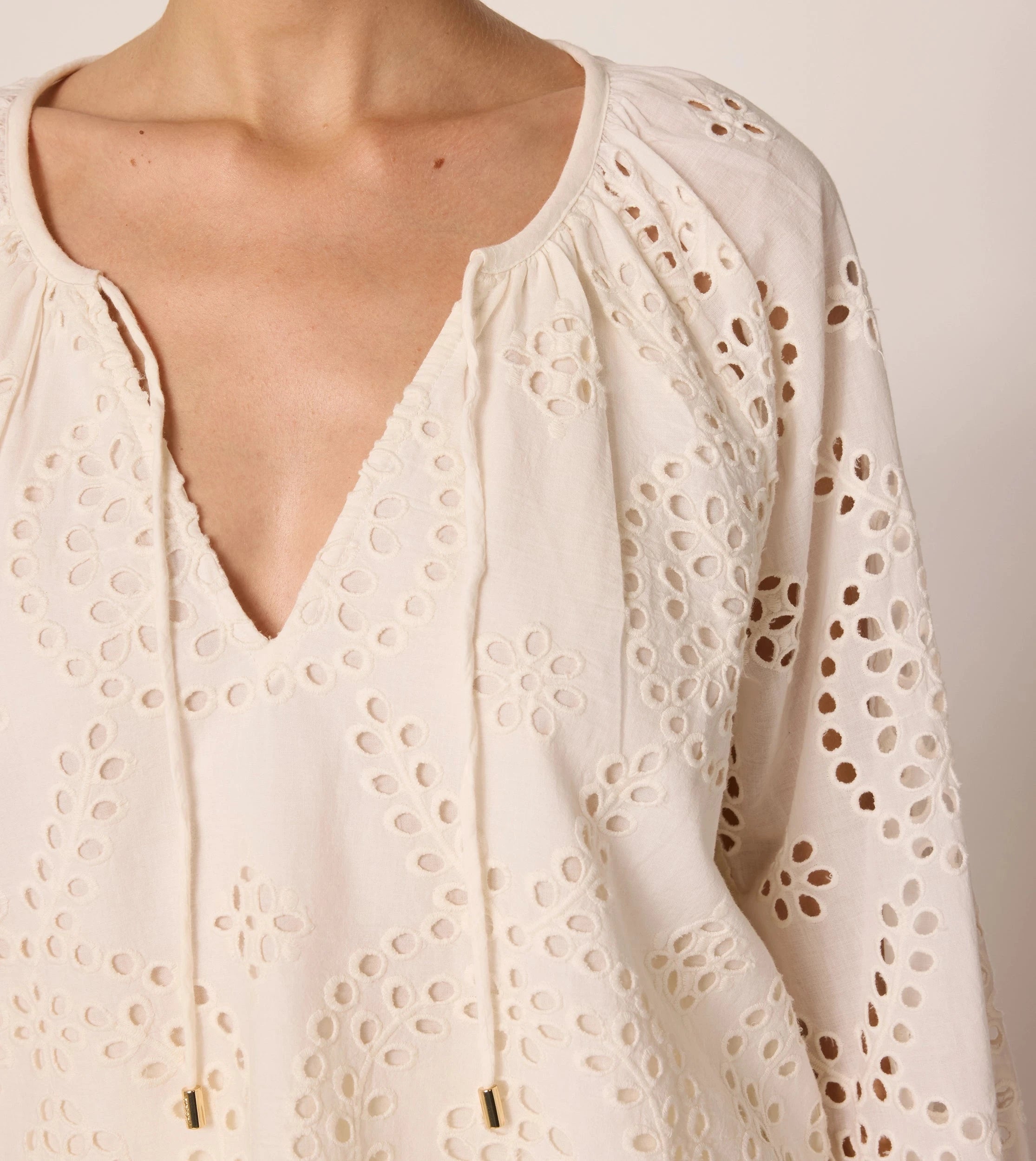 Citlali Blouse - Ivory Eyelet Lace Top for Women | Elegant Feminine Summer Blouse | Perfect for Beach Vacations, Date Nights & Office Wear