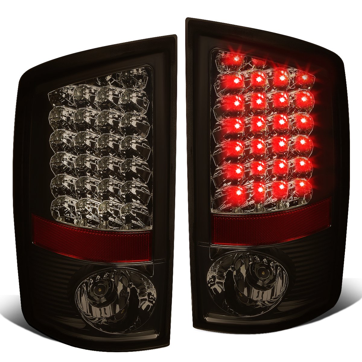 Auto Dynasty LED Tail Lights for 2002-2006 Dodge Ram 1500/2500/3500 - Smoked Lens Brake Reverse Lamps (Pair) - Left & Right Side Chrome Housing - Upgrade Your Truck's Style & Night Visibility for Safer Driving
