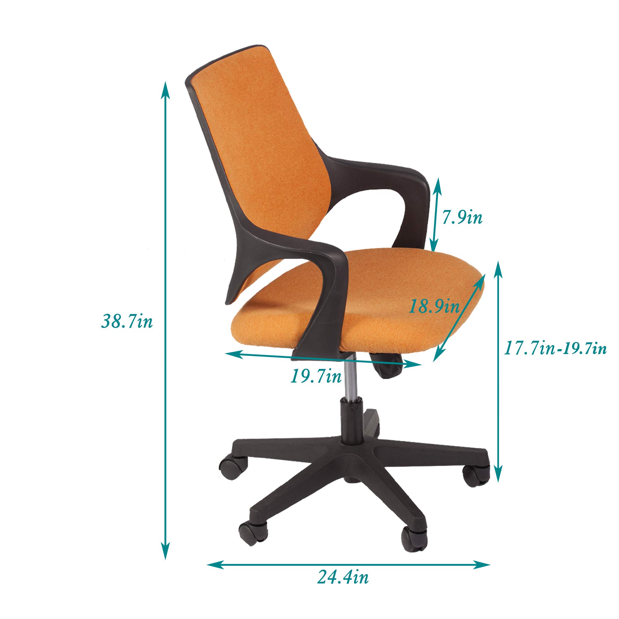 Ergonomic Mid Back Office Chair - Adjustable Height, Swivel & Cuddle Back Design with Padded Seat for Home Office (Orange) - Perfect for Long Work Hours & Gaming Sessions