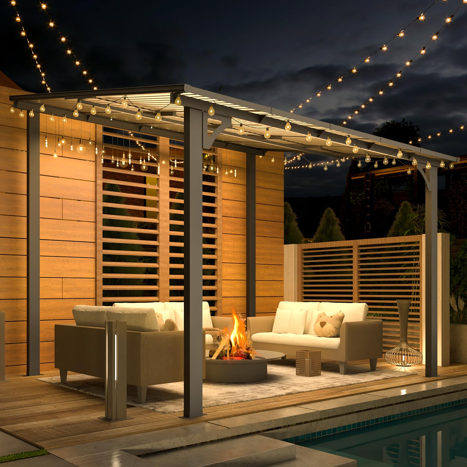 AECOJOY 10' x 8' Hardtop Wall-Mounted Gazebo Pergola with Roof - 80 Sq.Ft Shaded Outdoor Canopy for Patio, Deck, Backyard - Heavy Duty Weatherproof Lean-to Awning for Garden, BBQ, and Outdoor Relaxation