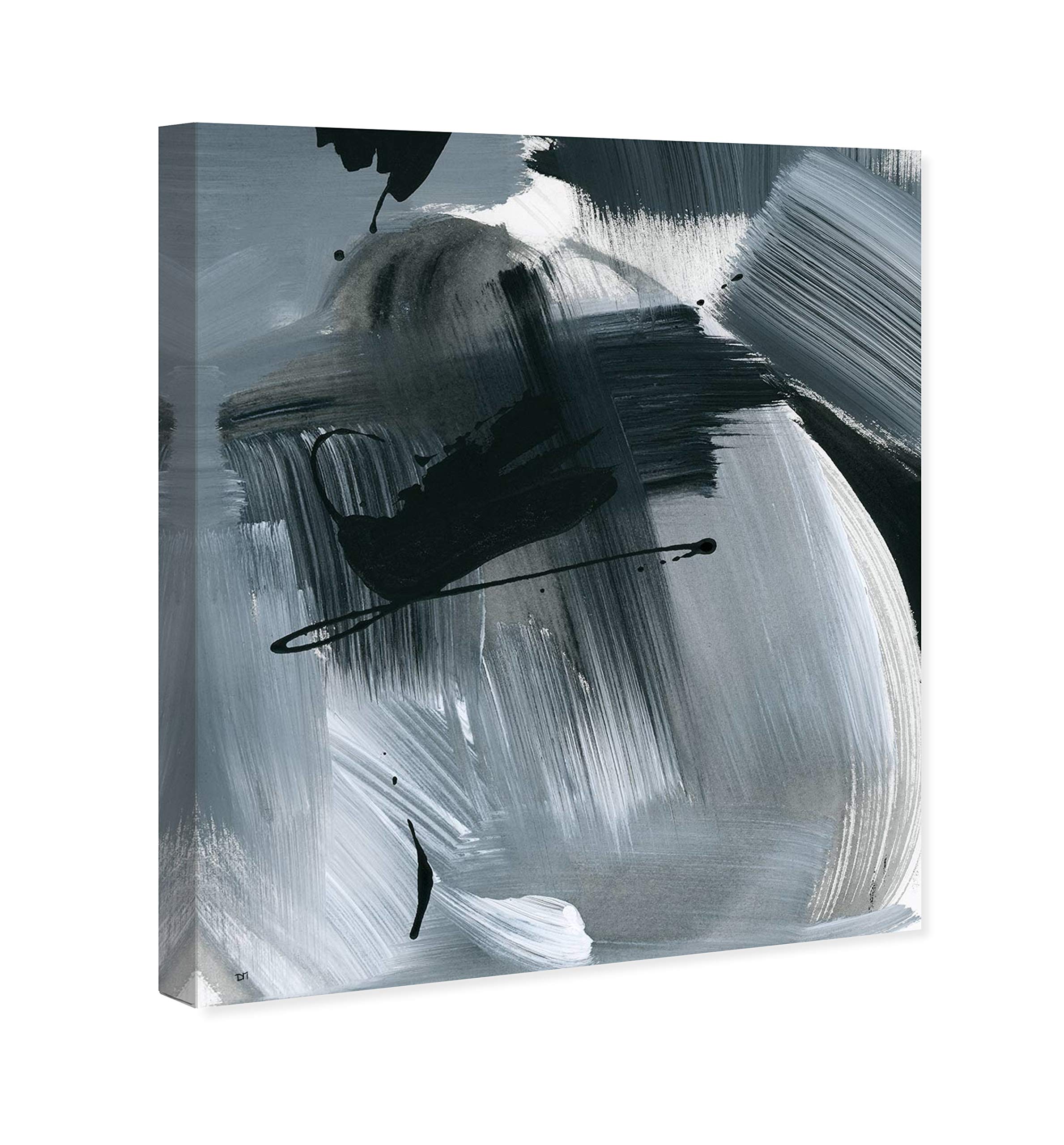 Abstract Wall Art Canvas Print 'October Strokes' - Gray & Black Modern Home Decor - 36