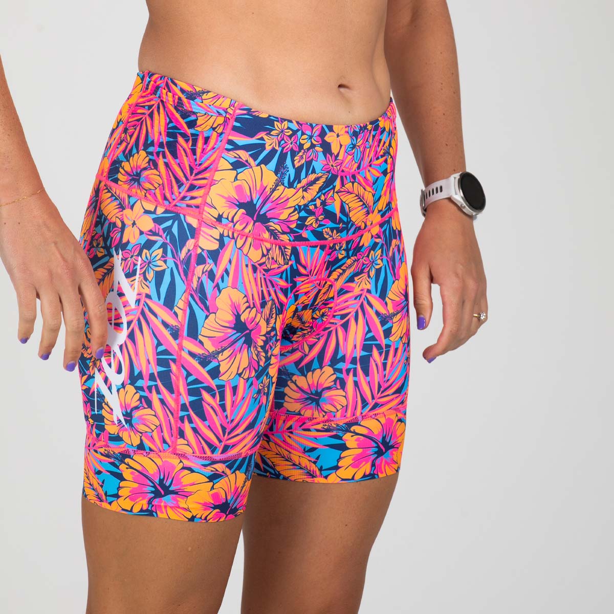 Women's Limited Edition Tri 6 Shorts - Club Aloha Print - Comfortable Athletic Shorts for Running, Yoga & Beach Wear