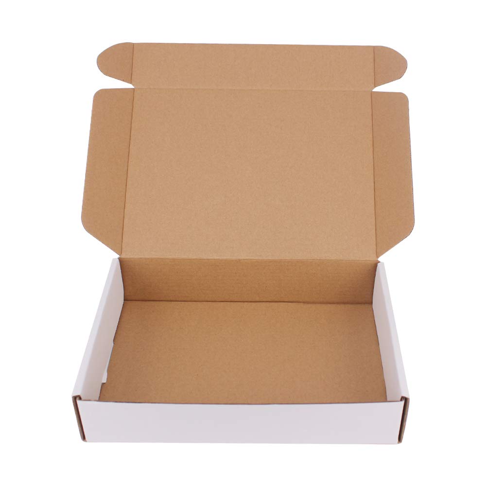 35 Pack 9x6.5x1.75 Inch White Corrugated Cardboard Shipping Boxes - Sturdy Mailer Boxes for Mailing, Moving & Craft Projects - Perfect for Ecommerce, Small Business & Home Organization