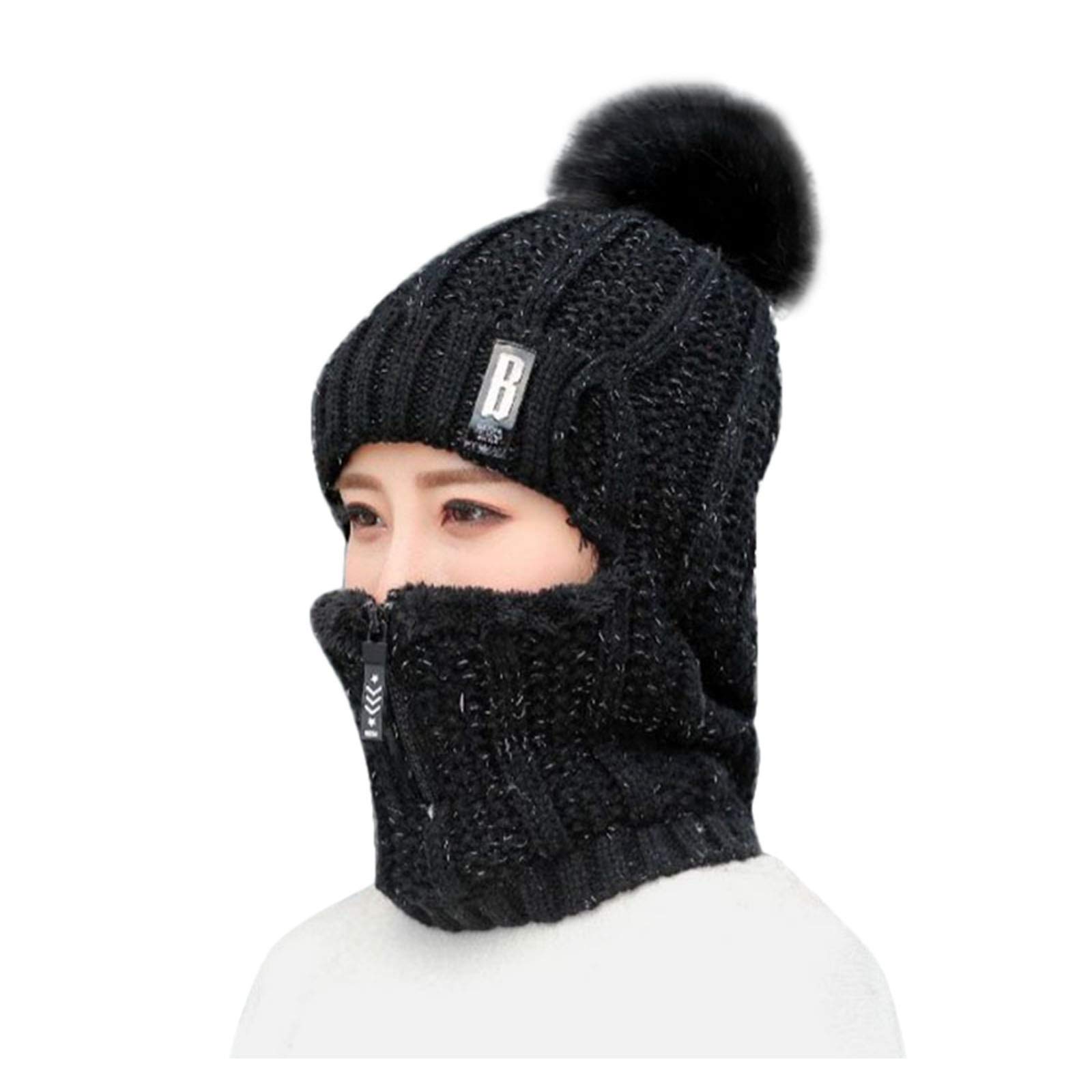 Winter Beanie Hat & Scarf Set for Women - Windproof Ribbed Cuffed Beanie with Neck Warmer - Cozy Cold Weather Accessories for Skiing, Snowboarding & Outdoor Activities