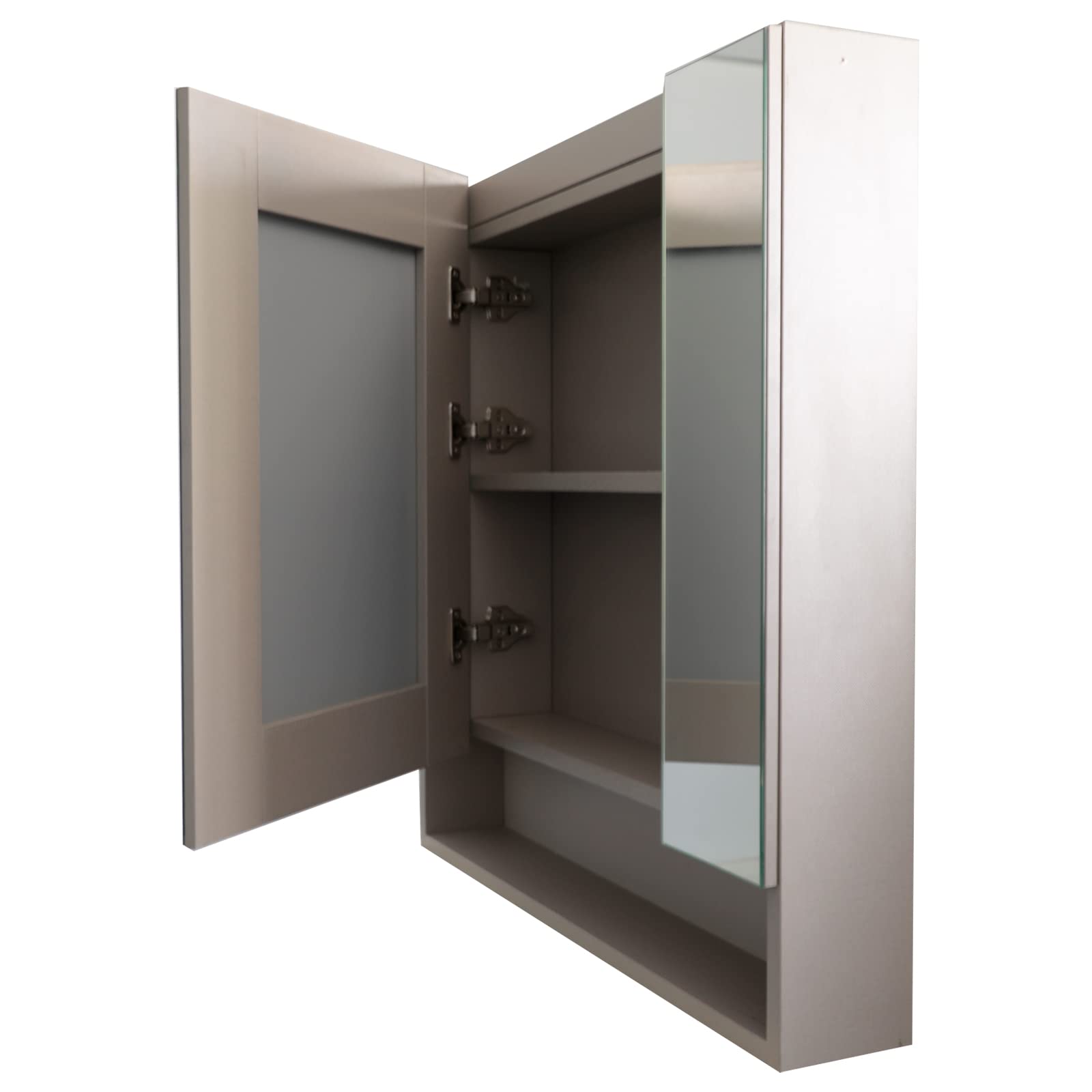 KUMIUNION Double Mirror Door Wall Mounted Bathroom Cabinet - Wood Hanging Storage with Shelves & Doors - Space Saving Bathroom Mirror Cabinet (Brown) - Perfect for Small Bathrooms, Powder Rooms & Vanity Areas