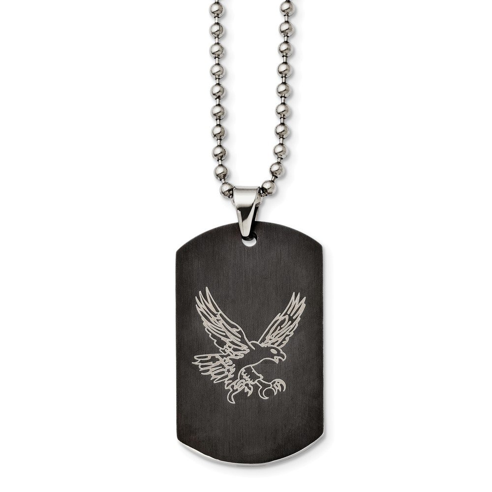 Premium Stainless Steel Eagle Dog Tag Necklace - Black IP-Plated & Polished for Men & Military Enthusiasts | Perfect for Everyday Wear, Gifts & Outdoor Adventures