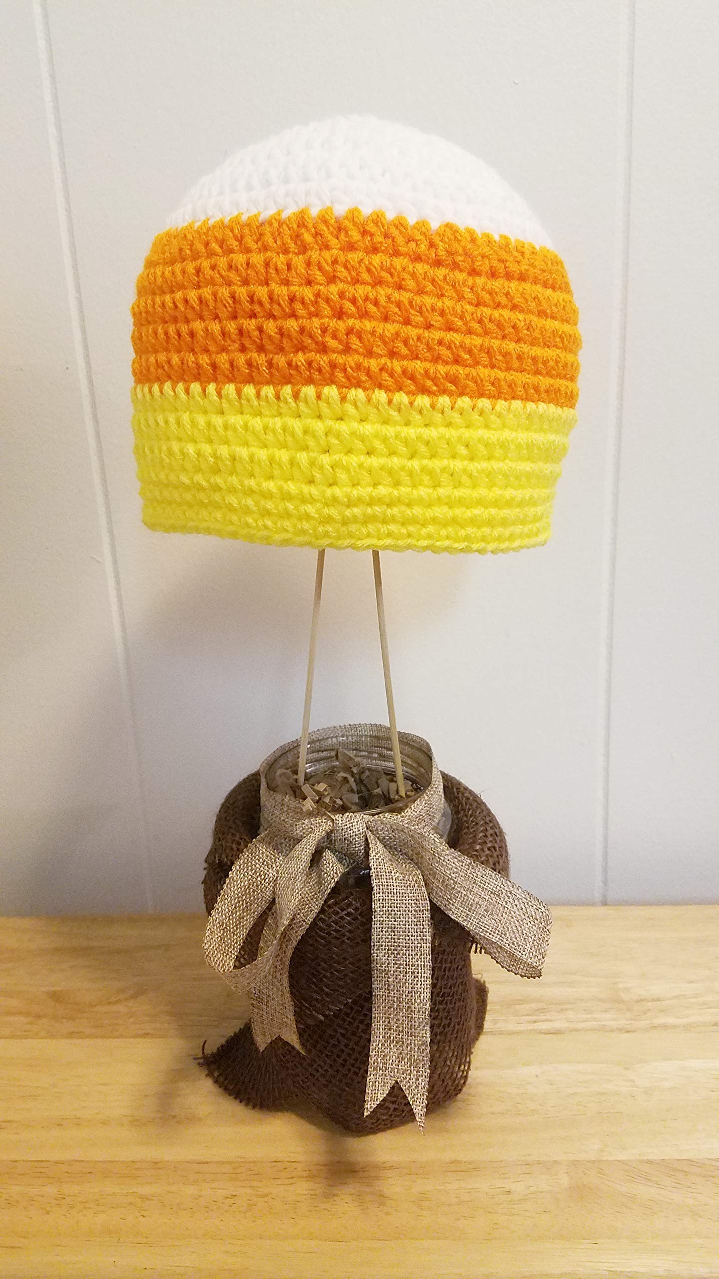 Crochet Candy Corn Beanie - Warm Winter Hat for Adults & Teens | USA Made for Halloween & Fall