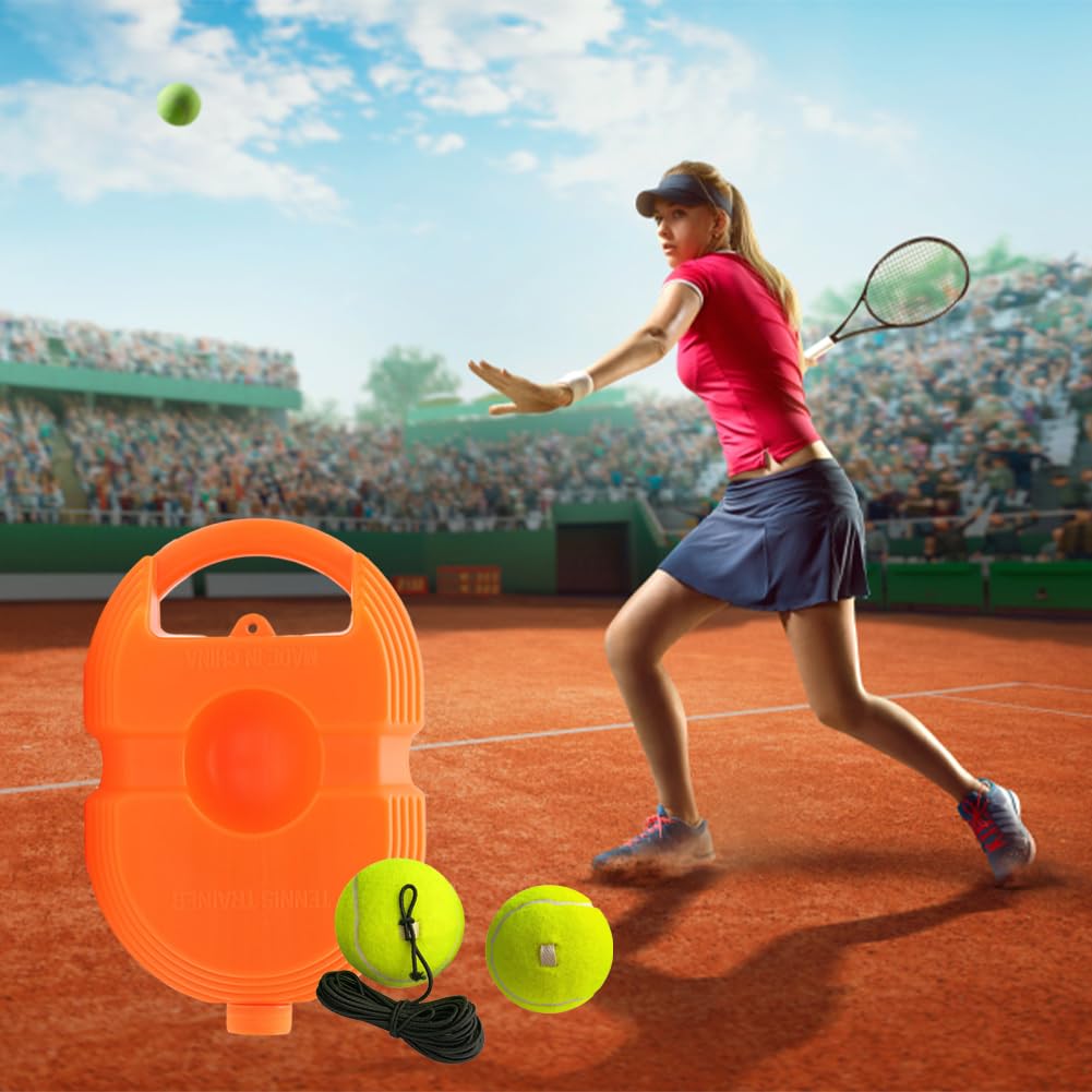 Portable Tennis Trainer Rebound Ball with 3 String Balls - Solo Tennis Training Equipment for Beginners | Perfect for Backyard Practice, Self-Training & Improving Tennis Skills