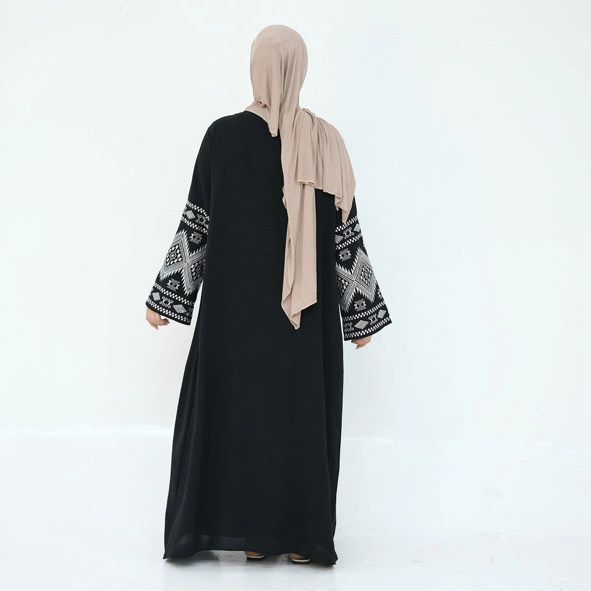 Elegant Embroidery Cardigan Open Abaya Dress for Women - Boho Chic Muslim Fashion #24915 | Perfect for Prayer, Special Occasions & Everyday Wear