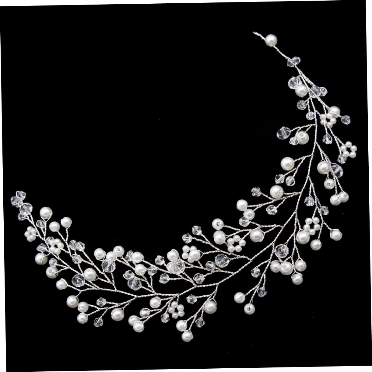 Pearl Headband for Brides - Wedding Hair Accessories for Women & Braids - Elegant Rhinestone Headdress