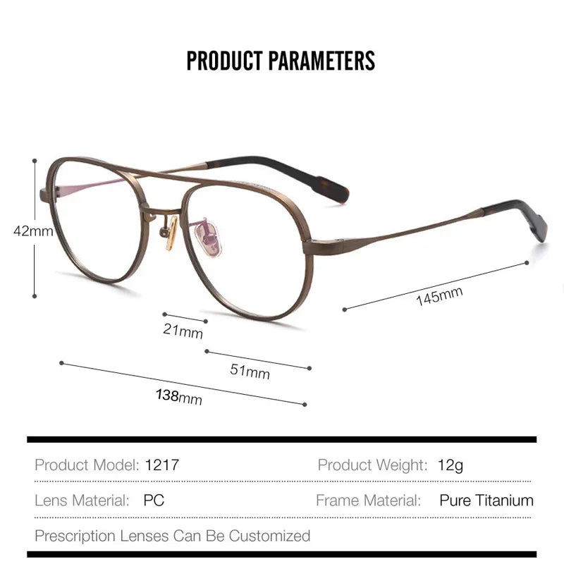 Aror Women's Full Rim Oval Double Bridge Titanium Eyeglasses Frame - Lightweight & Durable for Work, Reading & Fashion (Model 491217)