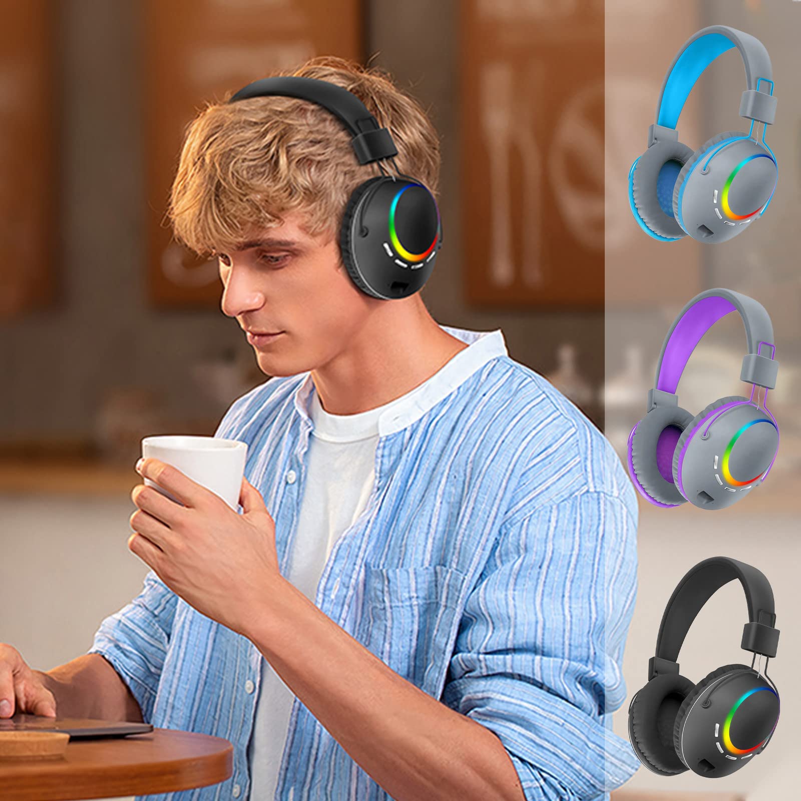 Premium Over-Ear Gaming Headset with Deep Bass & Surround Sound - Noise Cancelling Mic, Lightweight Hi-Fi Stereo Headphones with Soft Memory Foam Earmuffs for PC, PS5, Xbox - Perfect for Gaming, Work Calls, Office & Outdoor Use (Black)