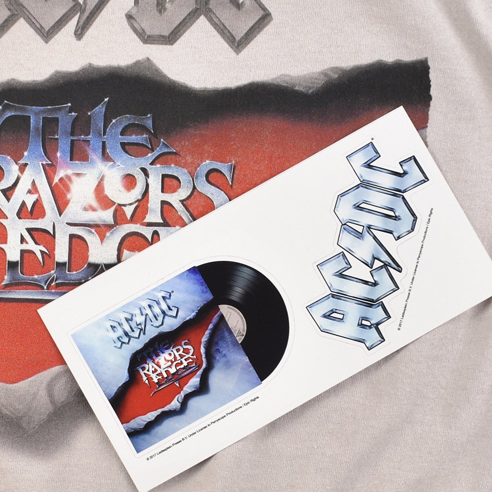 ACDC The Razor's Edge Rock Band Vintage T-Shirt with Bonus Stickers - Perfect for Concerts, Gifts & Rock Music Fans