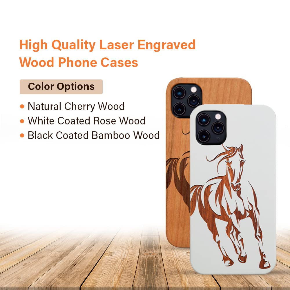 Personalized Engraved Wood Phone Case with Free Tempered Glass Screen Protector - Compatible with iPhone 16/15/14/13/12/11 & Samsung Galaxy S20/S21/S22/S23/S24 - Custom Name/Pattern/Logo - Perfect Gift for Birthday/Anniversary/Valentine's Day