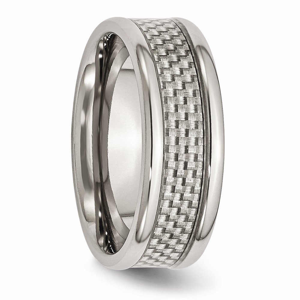 8mm Solid Titanium Grey Carbon Fiber Inlay Men's Wedding Band Ring - Durable & Stylish for Everyday Wear & Special Occasions