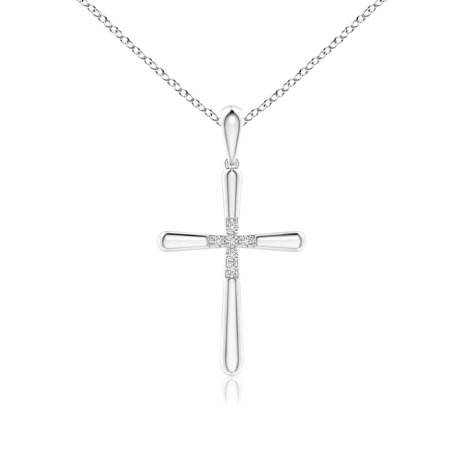 Angara 14K Solid Gold/Platinum April Birthstone Cross Pendant Necklace for Women - Natural Diamond Jewelry Gift for Birthday, Wedding Anniversary | Elegant Everyday Wear & Special Occasions