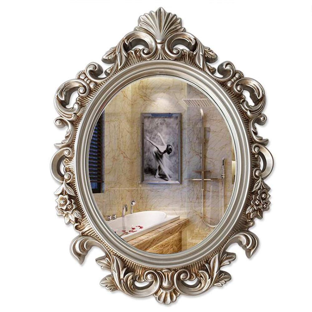 Vintage Baroque Wall Mirror - Luxury Antique Gold/Silver Decorative Mirror for Bedroom, Hallway, Living Room, Bathroom - 54x75cm (21x30 Inches) - Perfect for Home Decor, Entryway, and Vanity Makeup Area