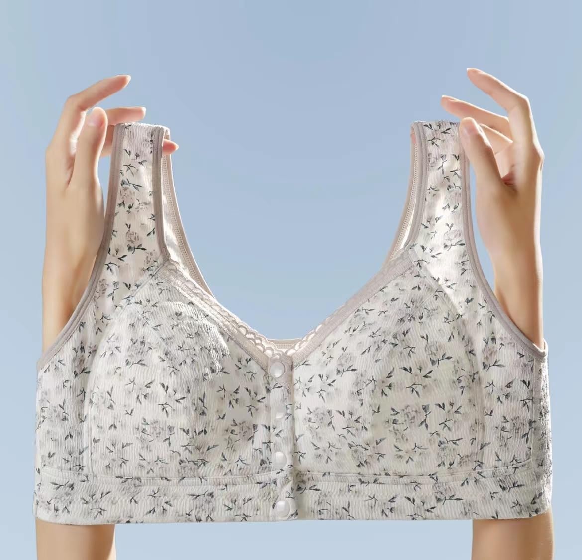 3 Pack Women's Plus Size Wireless Sleep Bras - Soft Natural Cotton Front Snap Closure with Removable Pads | Comfortable Lounge & Nightwear for Relaxation at Home