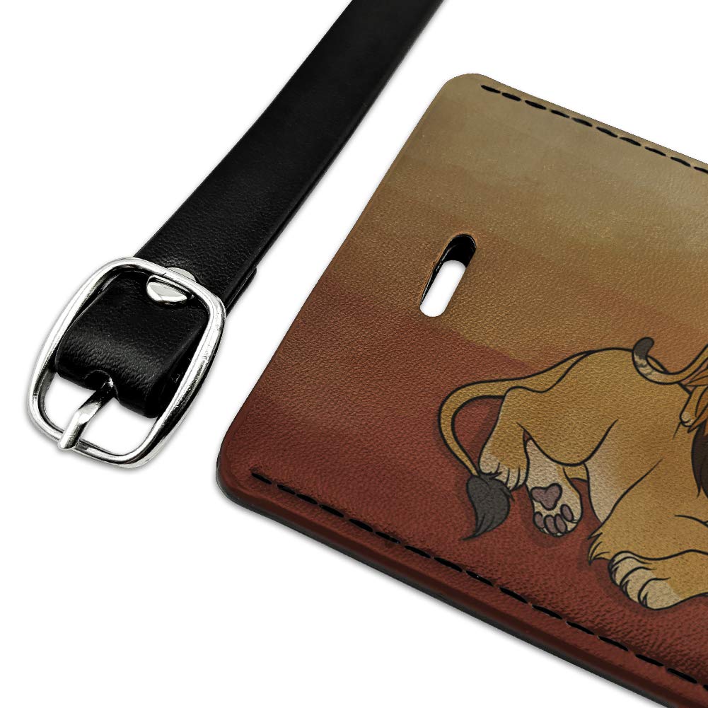 Dad Lion and Cub Rectangle Leather Luggage Tag - Personalized Carry-On ID Tag for Suitcases, Travel Bags & Backpacks - Perfect for Family Trips, Business Travel & Vacation Identification
