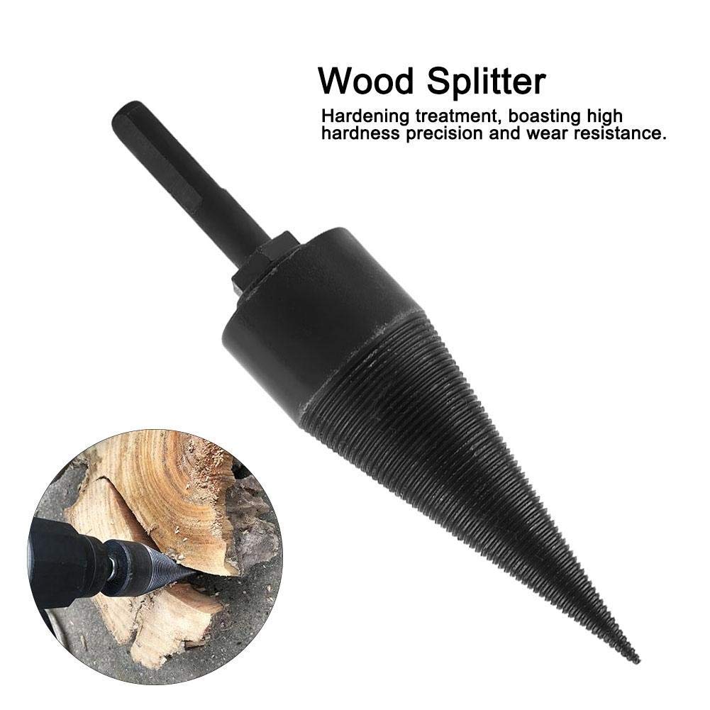 38MM Wood Splitting Drill Bit - High-Speed Steel Screw Cone Log Auger for Firewood Splitting | Portable Hand Drill Attachment (150mm, Black) | Perfect for Camping, Fireplace & DIY Wood Processing