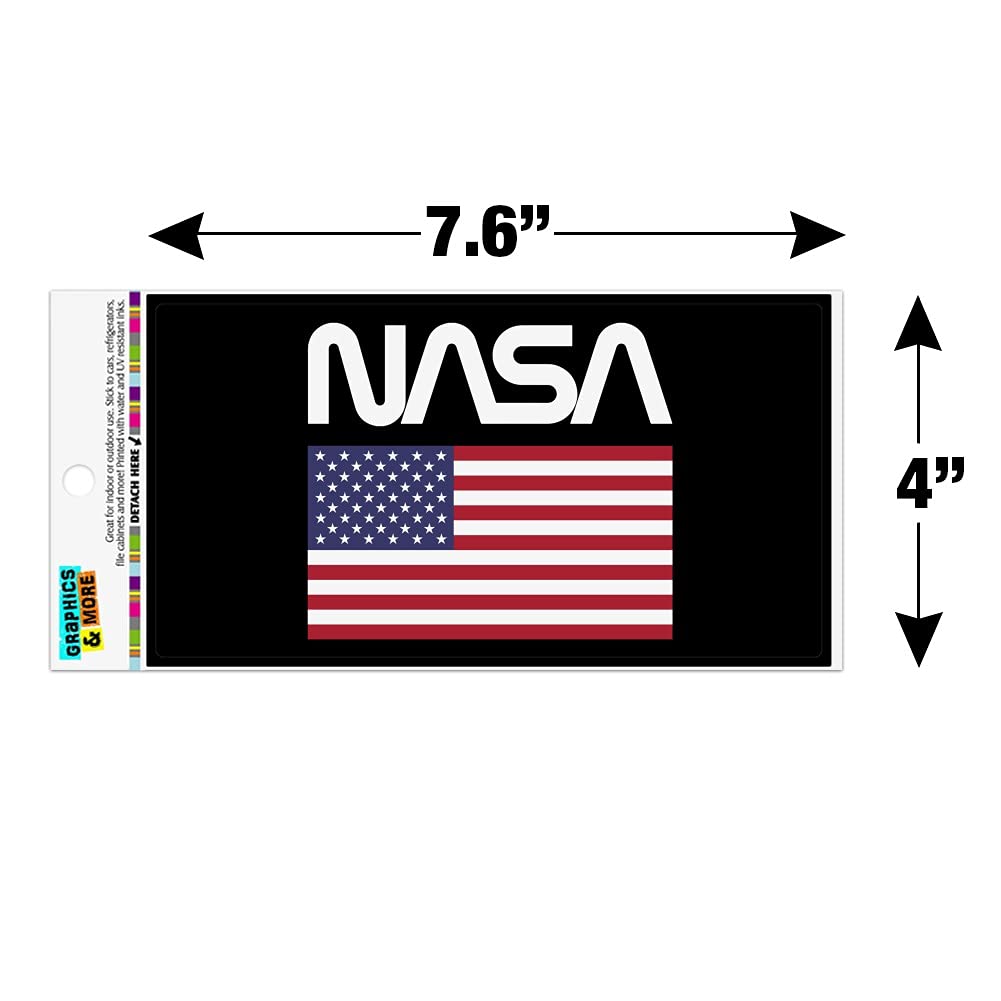 NASA Official Worm Logo USA Flag Vinyl Magnet - Strong Adhesive for Cars, Refrigerators, Lockers & Metal Surfaces - Perfect for Home, Office, Dorm Decor & Space Enthusiast Gifts