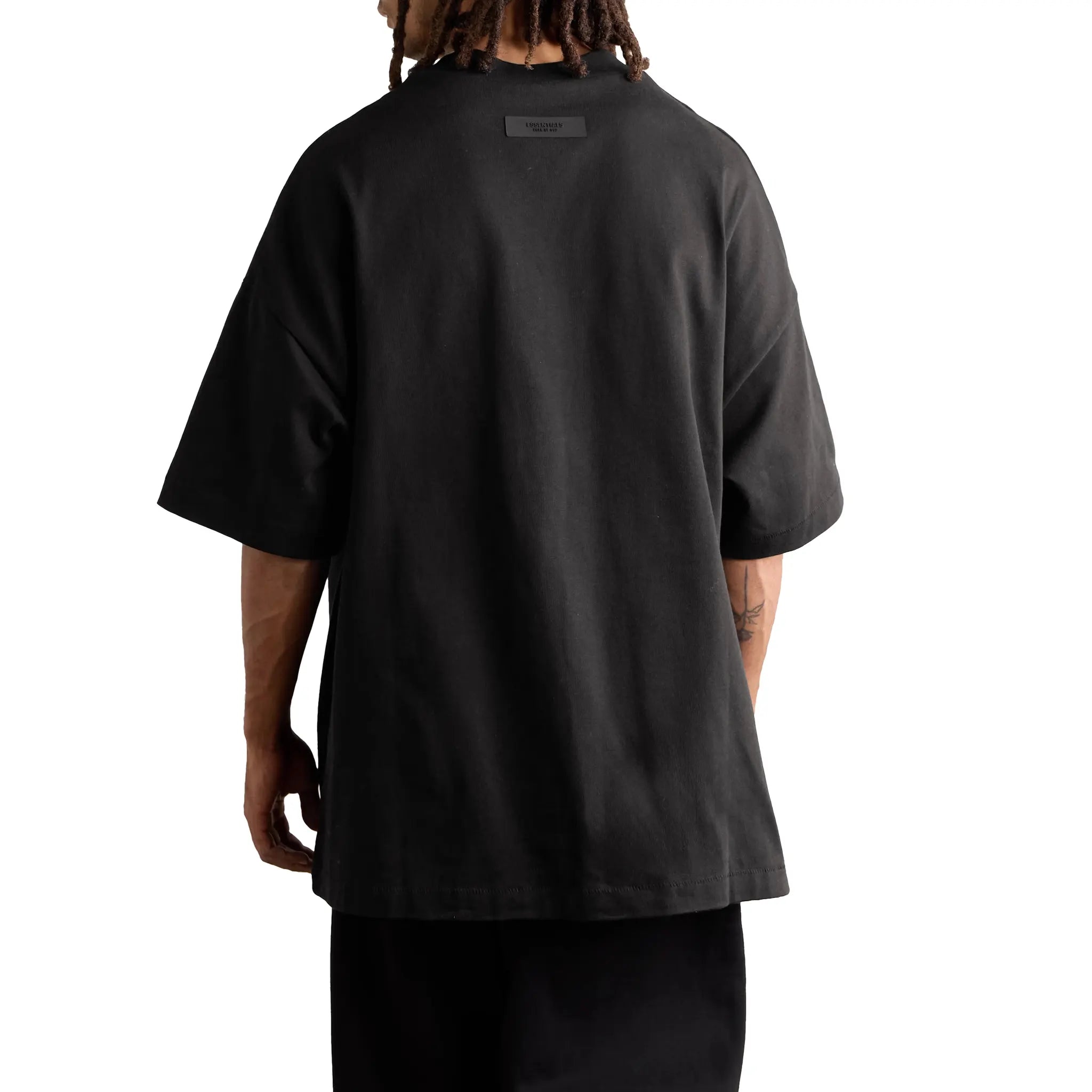 Fear Of God Essentials Heavy Jersey Crewneck T-Shirt for Men - Jet Black Cotton Tee - Casual Streetwear & Layering Essential for Everyday Wear