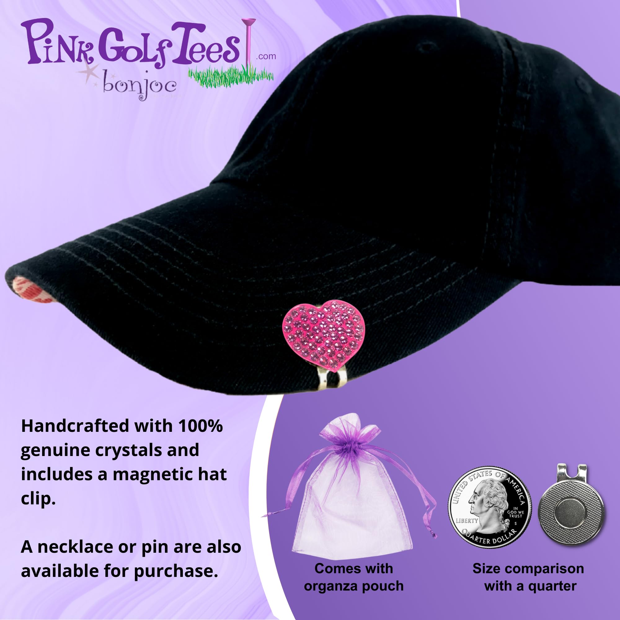 Premium Vibrant Crystal Golf Ball Marker with Magnetic Hat Clip (Pink Martini Glass) | Stylish Golf Accessories for Men & Women | Ideal for Golf Tournaments, Gifts & Giveaways | Luxury Golf Gadgets for Enhanced Performance on the Green