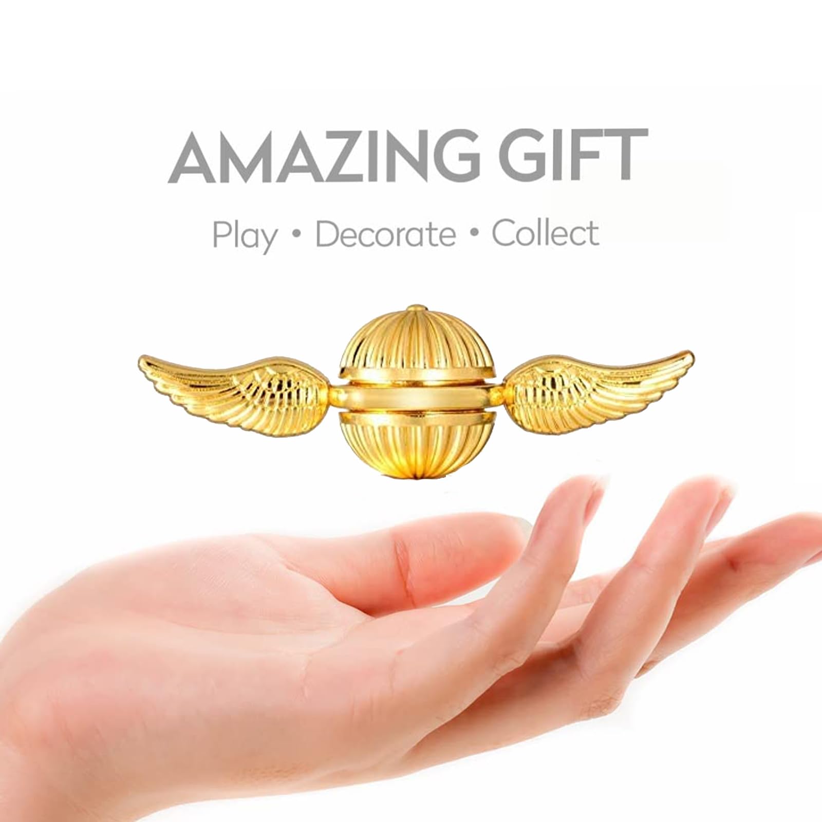 Premium Gold Fidget Spinner - Magic Orb Anxiety Relief Toy for Stress & Focus | Tri-Spinner Hand Bearing Finger Fidgets for Adults & Kids | Perfect for Office, School, Travel & ADHD Therapy