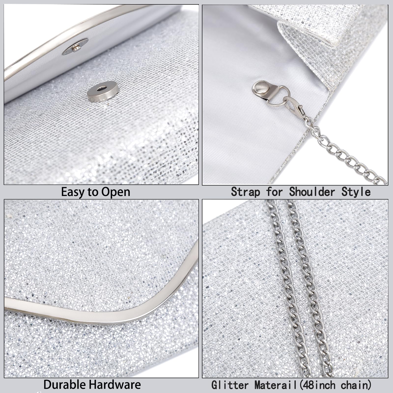 Elegant Women's Clutch Purse for Evening & Formal Events - Classic Envelope Handbag with Shoulder Strap for Wedding, Prom, Party & Special Occasions