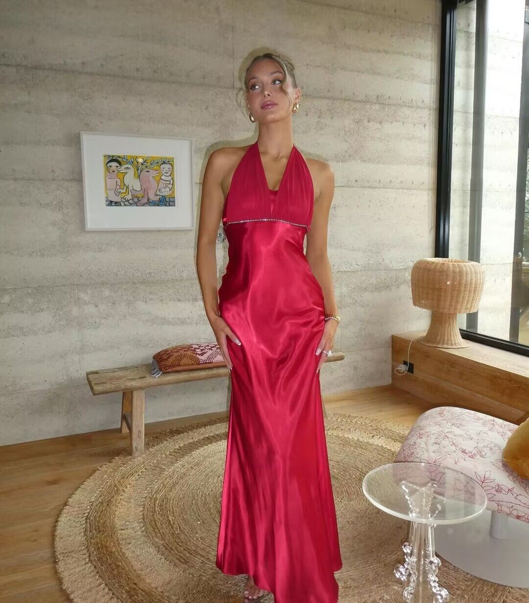 Elegant Red Mermaid Prom Dress with Halter Neckline - Satin Long Formal Gown J2837 for Homecoming, Evening Parties & Special Occasions