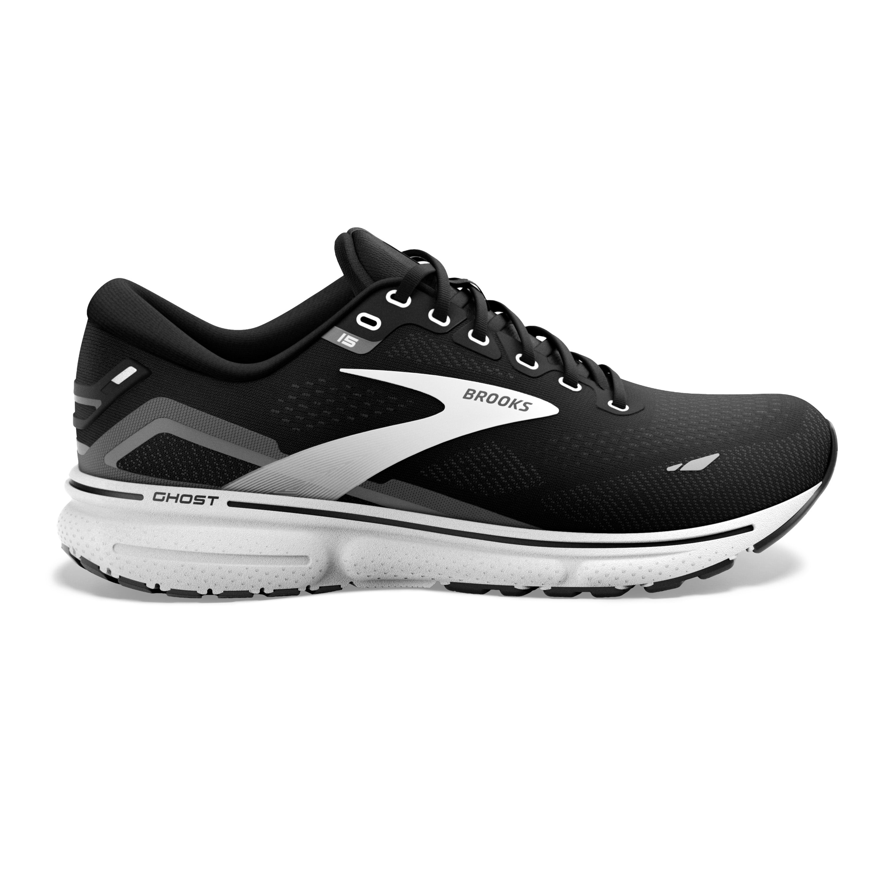 Brooks Ghost 15 Running Shoes for Men - Black/Blackened Pearl/White - Size 14 D Medium - Lightweight Cushioned Road Running & Training Shoes for Marathon, Jogging & Gym Workouts