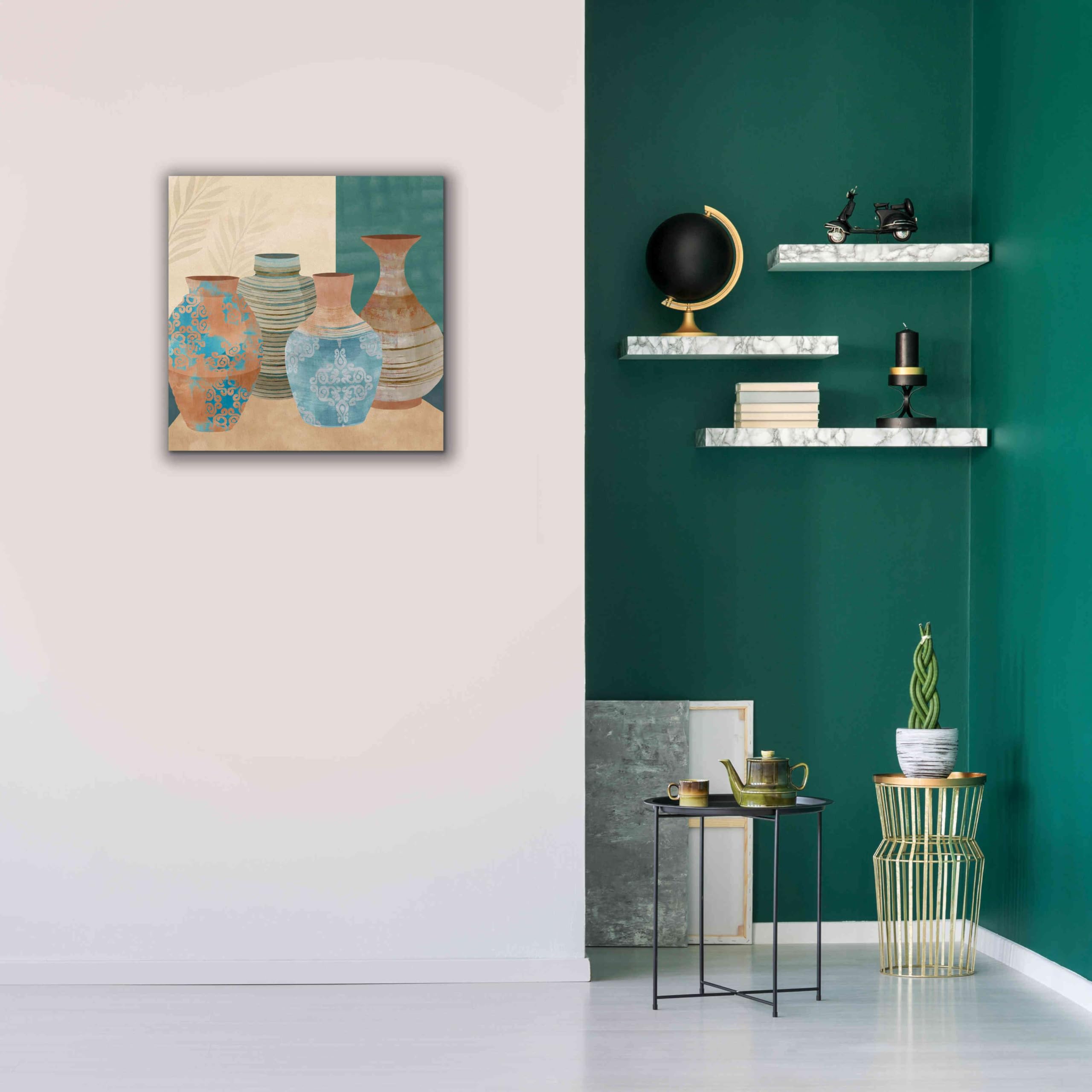 Flora Kouta 'Earthenware Pots II' Graffiti Art Giclee Print on Canvas - 26x26 Inch Modern Wall Decor for Living Room, Bedroom & Office