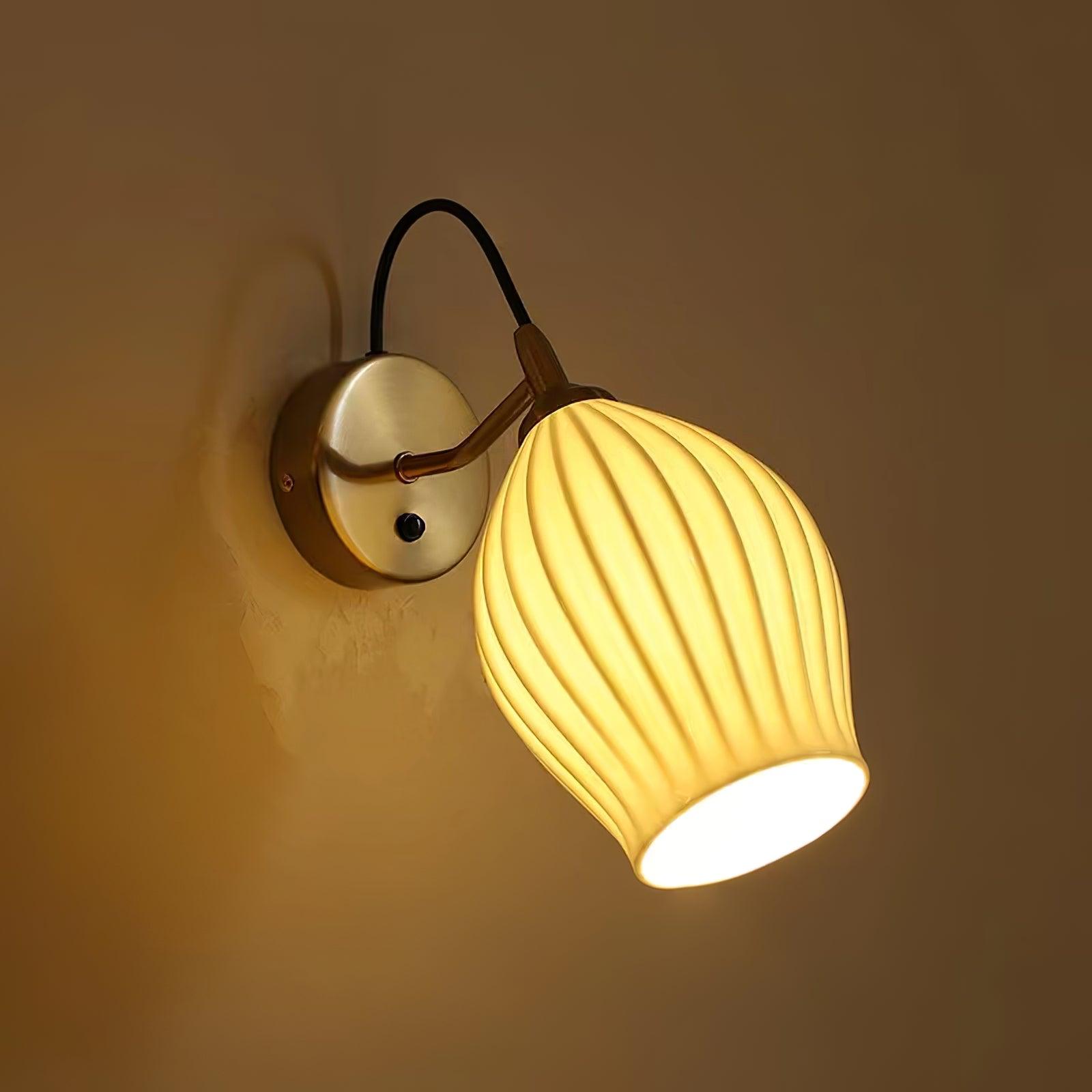 Modern Ceramic Ribbed Wall Light Fixture - Sleek Textured Design for Living Room, Bedroom, or Hallway Lighting - Energy Efficient LED Compatible
