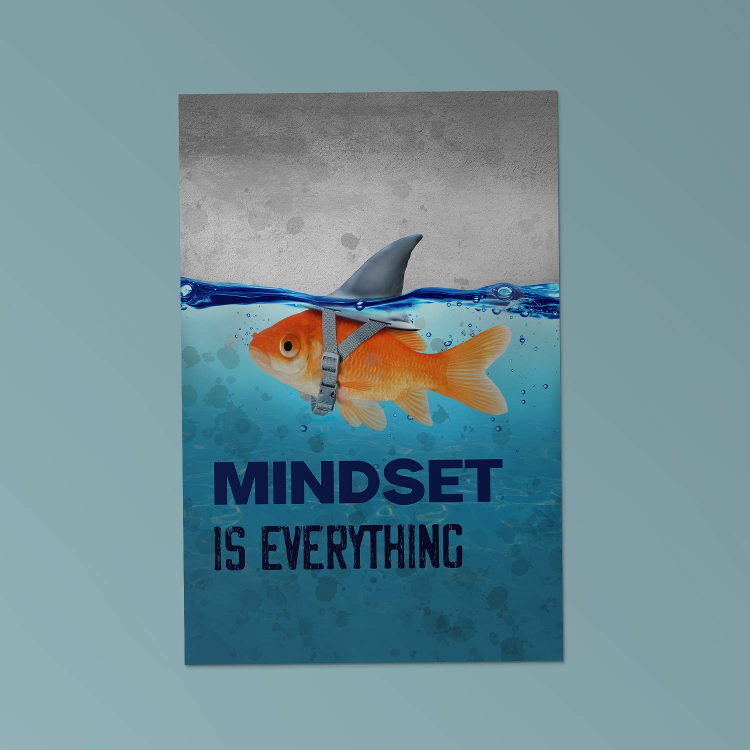 Funny Ugly Christmas Sweater 'Mindset is Everything' Fish Poster - 24x36 Inch Unframed Wall Art Decor for Holiday Parties & Home Office