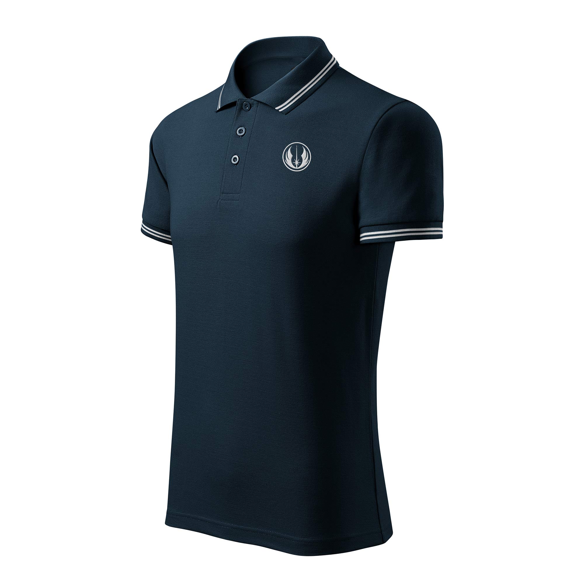 Original Star Wars Jedi Logo Embroidered Polo Shirt for Men - Premium Quality White Cotton Shirt - Perfect for Cosplay, Halloween Costumes & Everyday Wear