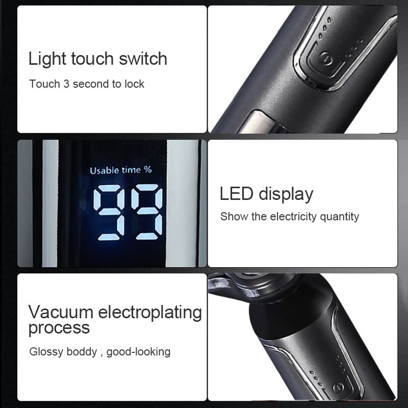 Premium Electric Razor for Men - 3D Rotary Shaver with Digital Display, 3 Blades, Interchangeable Heads & Waterproof Design - Full Body Grooming Kit for Face, Head & Body Shaving - Perfect for Travel, Home & Gym Use