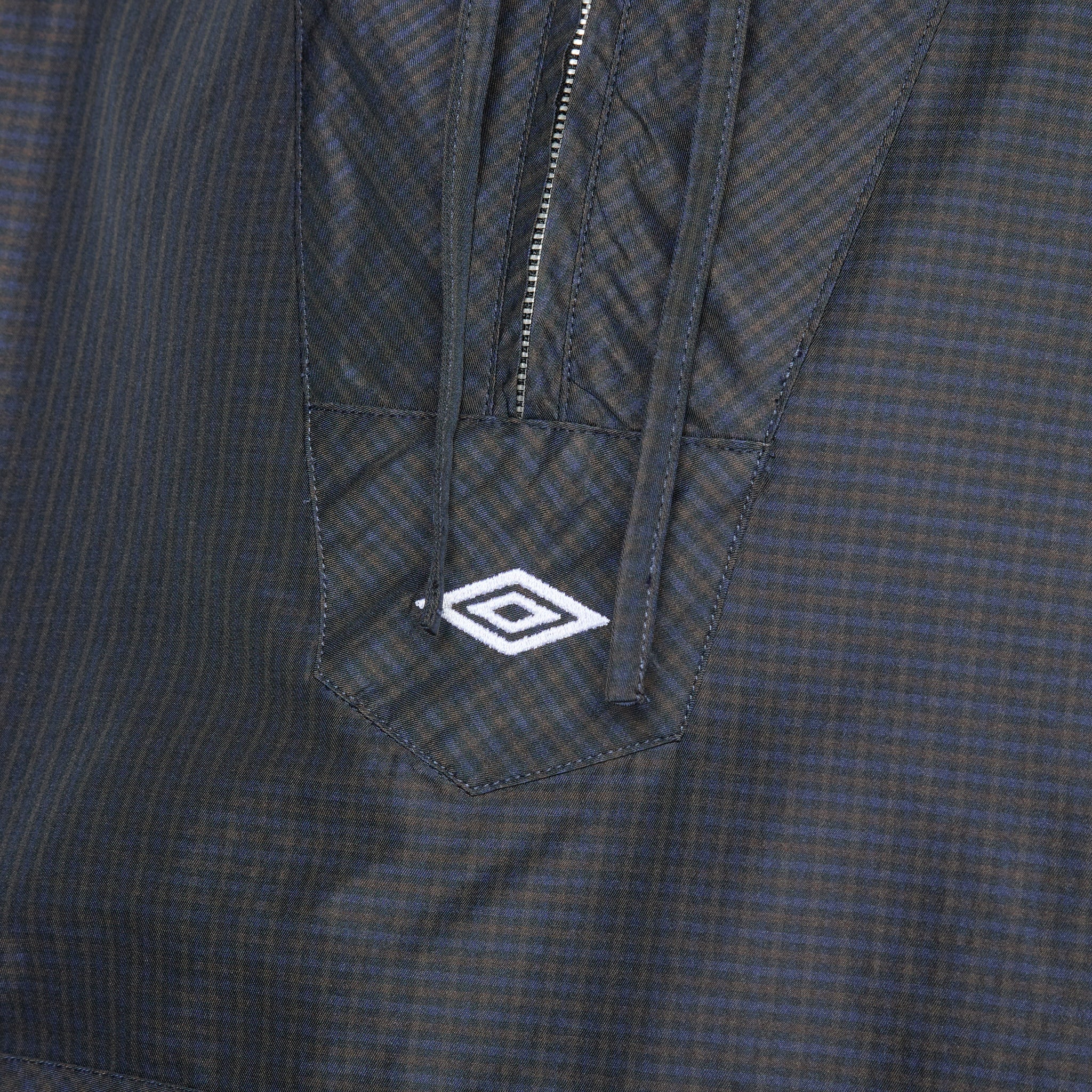 Waterproof Check Mask Anorak Jacket for Men & Women - Navy & Dark Brown - Outdoor Hiking, Camping & Rainy Day Wear