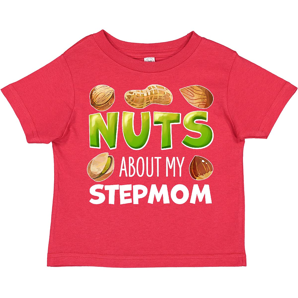 Funny Nuts About My Stepmom Peanut Almond Pistachio Toddler T-Shirt - Cute Graphic Tee for Kids Birthday & Family Gifts