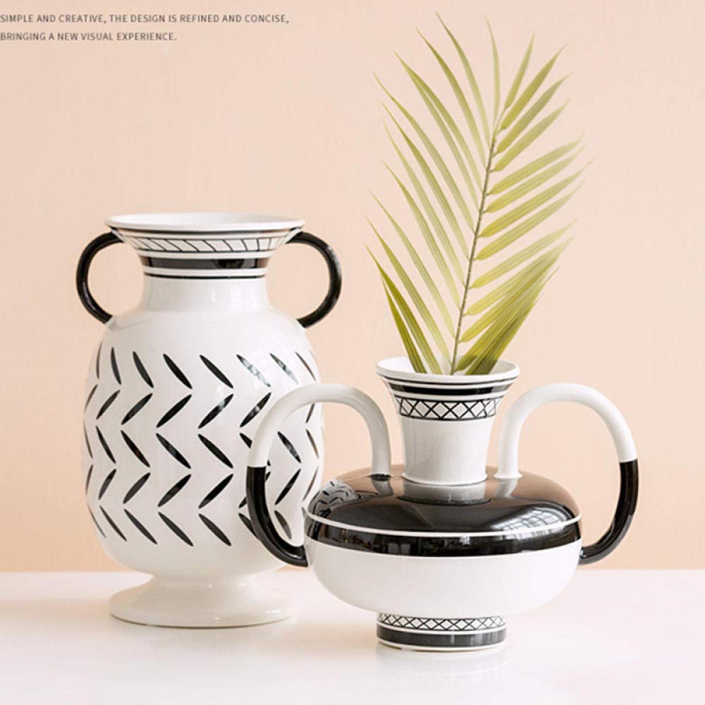 Black and White Ceramic Sculpture Vase - Nordic Creative Simple Living Room Flower Decor, Art & Craft Home Decoration for Modern Interior Design, Perfect for Centerpieces, Wedding Gifts & Housewarming Presents