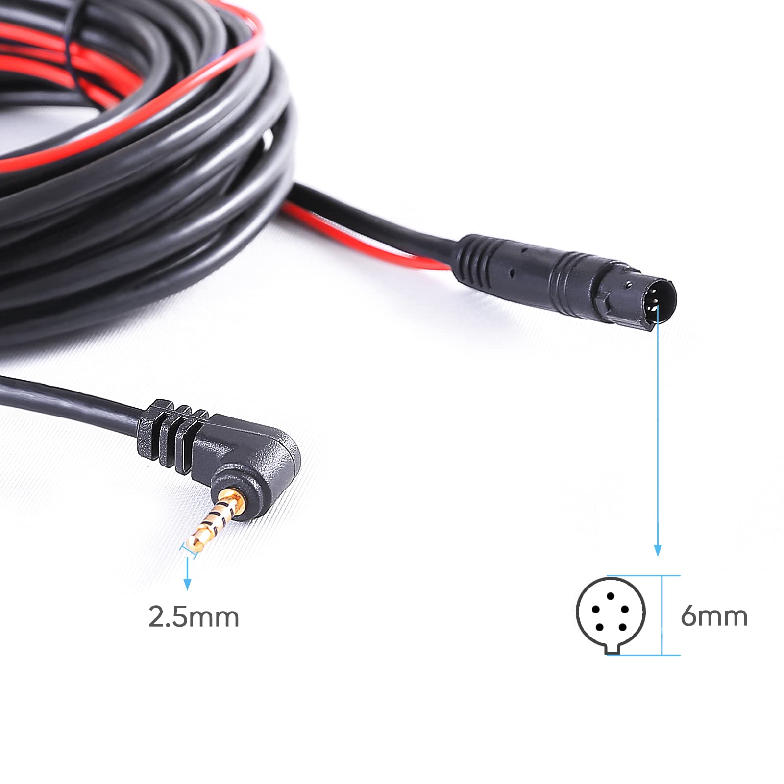 23ft 5 Pin to 2.5mm Male Plug Rear Camera Cable for Dash Cam - Compatible with Mirror, Trucks, SUV, RV, Bus | Perfect for Backup Camera Installation & Vehicle Safety Systems