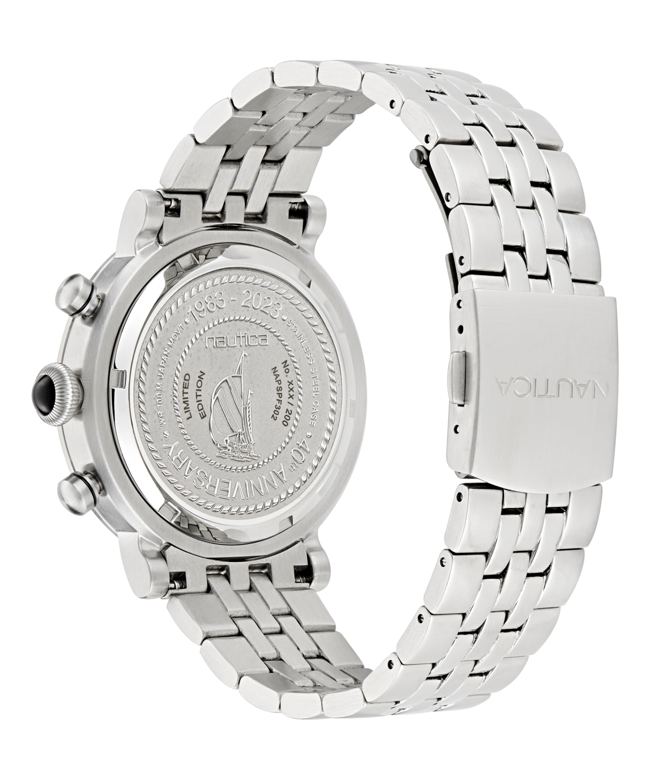 Nautica Men's NAPSPF302 Recycled Stainless Steel Bracelet & Light Blue Silicone Strap Watch - Waterproof Casual Dress Watch for Men, Perfect for Office, Outdoor & Everyday Wear