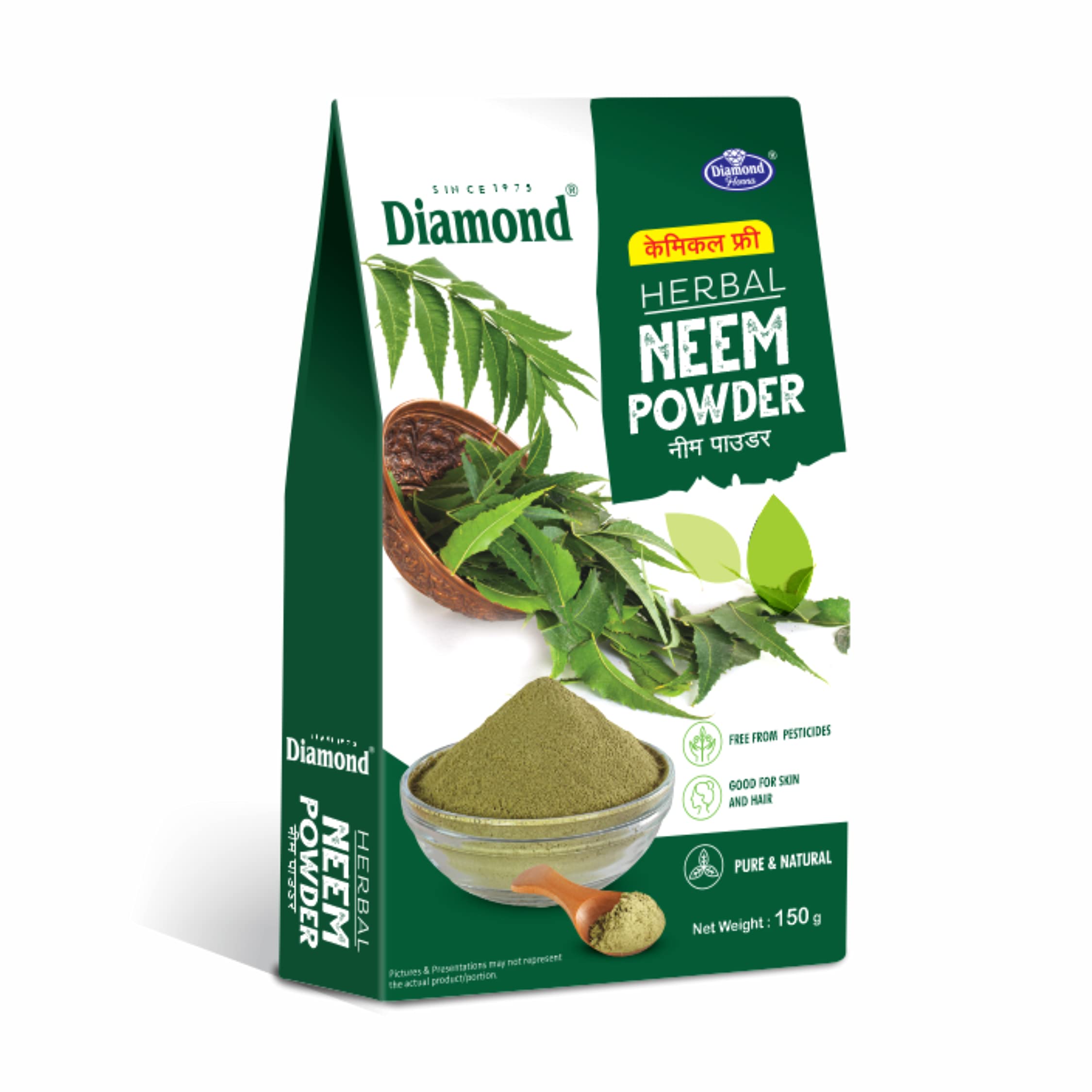 Organic Neem Powder for Face & Hair Care - Chemical-Free, 150g (Pack of 2) - Promotes Pimple-Free Glowing Skin & Dense Silky Hair - Natural Ayurvedic Beauty Treatment for Acne, Dandruff & Scalp Health