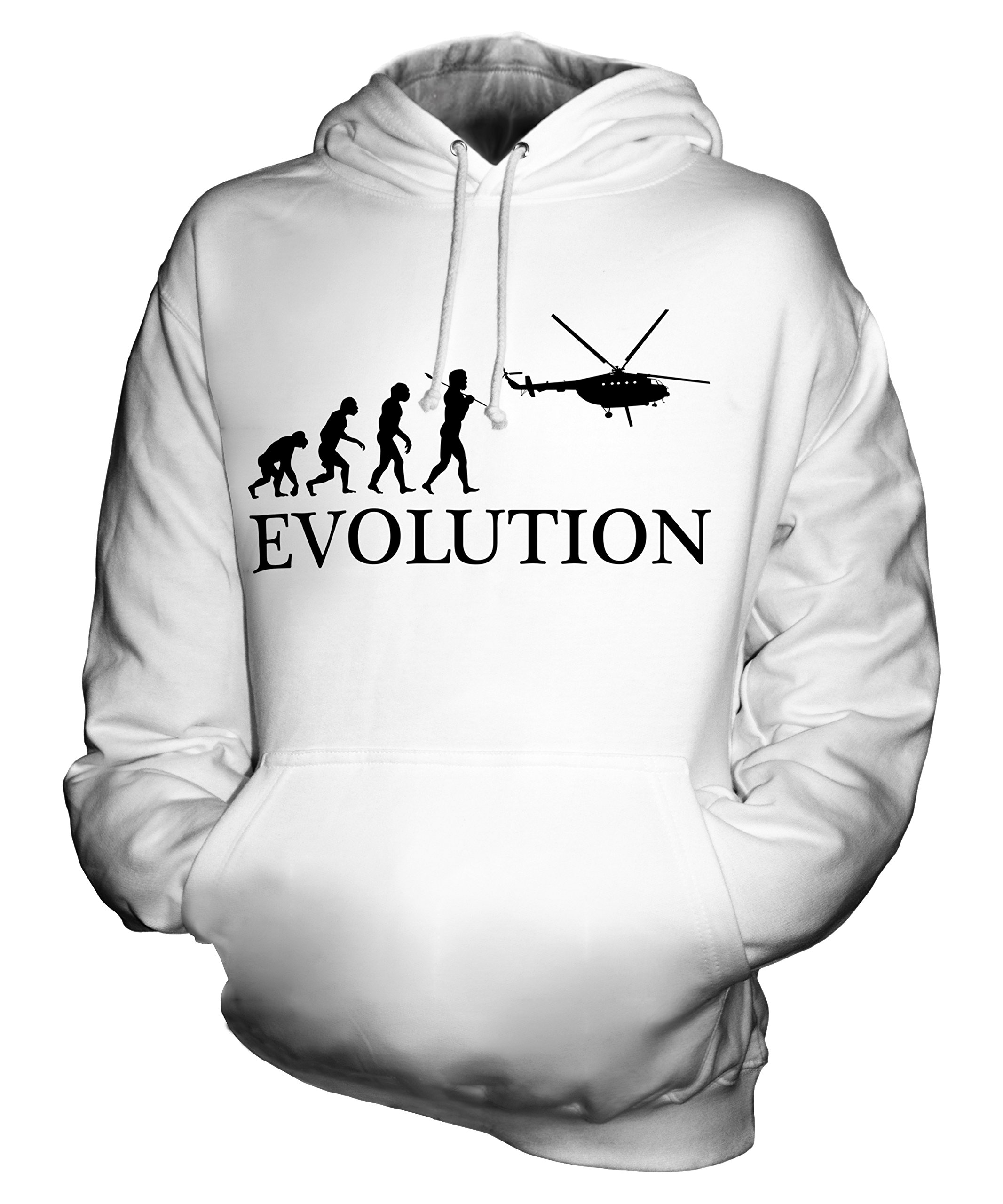 Unisex Helicopter Evolution of Man Hoodie - Trendy Graphic Pullover for Men & Women - Perfect for Casual Wear, Street Style & Gifts