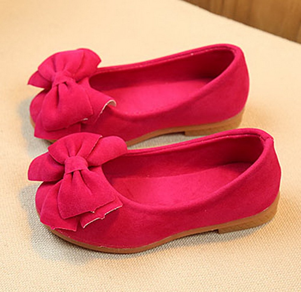 Faux Suede Bow Round Toe Ballet Flats Slip On Shoes for Kids - Comfortable & Stylish Toddler Girls' Flats for School, Playdates & Special Occasions
