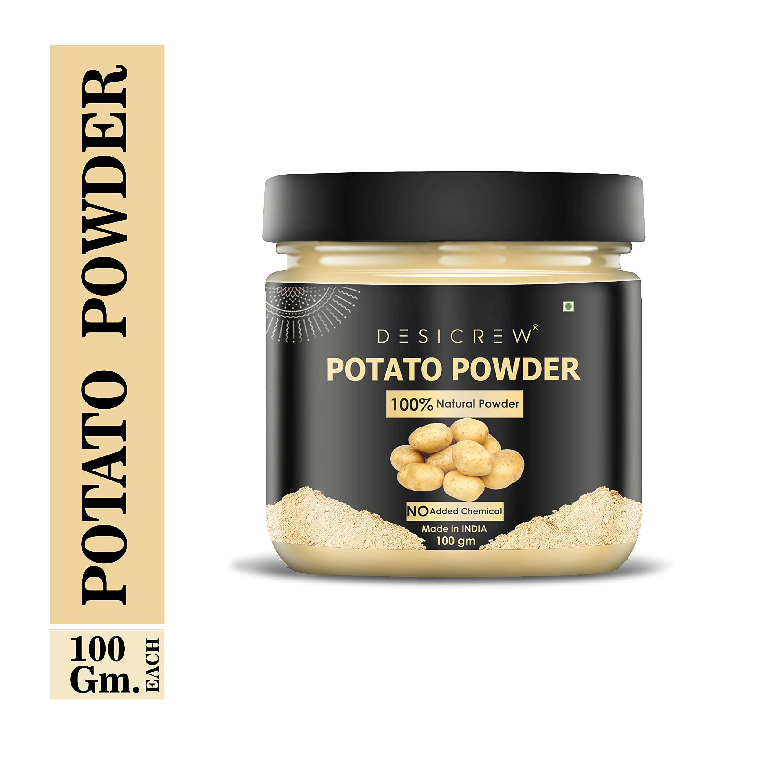 DESICREW Pure & Natural Potato Powder for Skin Brightening, Anti-Aging, Blackhead Removal & Acne Treatment - 100gm Deep Cleansing Face Mask for Glowing Skin | Perfect for Daily Skincare & Spa Treatments